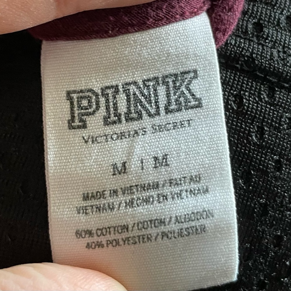 Victoria’s Secret PINK Burgundy Varsity Lounging Tee sequins M - Picture 3 of 3